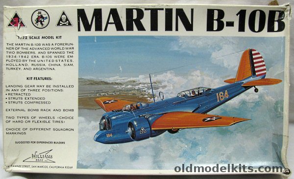 Williams Brothers 1/72 Martin B-10B Bomber - With Two Starfighter Resin R1820F Cyclone Engines - 96th Bombardment Squadron / 11th BS / 31st BS, 72-210 plastic model kit